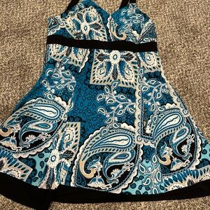 Never Enough By Iris Simms Women's Strap Dress Teal/Black/White Size 1X